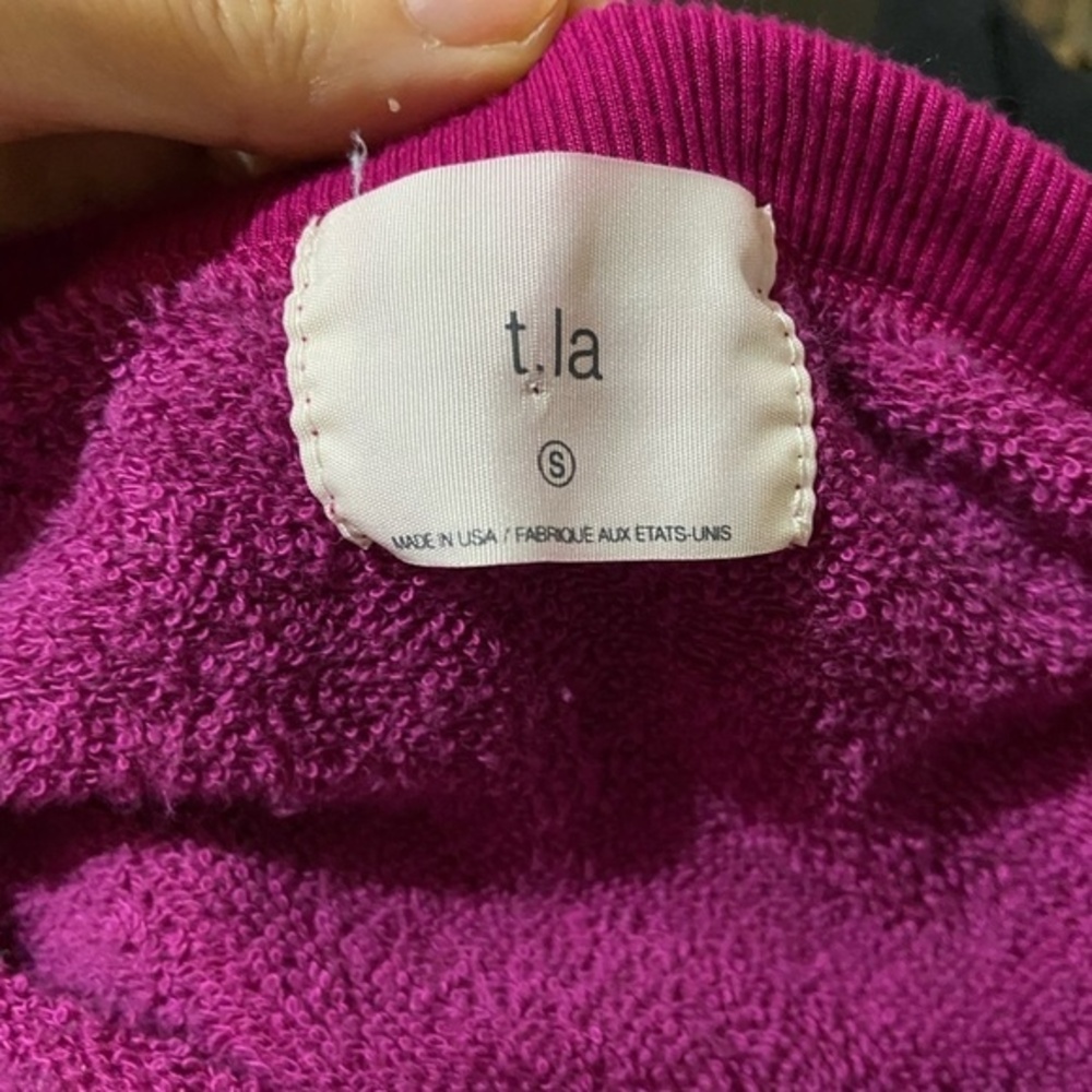 Anthropologie T.La Studio Sweatshirt in Fuchsia S - Picture 6 of 8